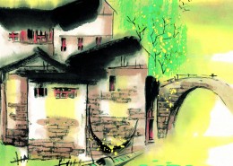 江南水乡春天水墨图片大全