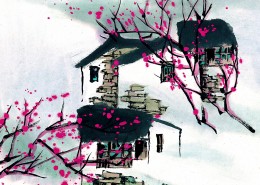 江南水乡秋天水墨图片