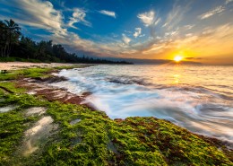 海滩夕阳景色图片