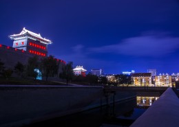 山西大同城墙夜景图片