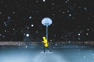 下雪时室外的人物图片