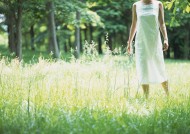 女性和绿色森林图片大全