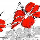 喜庆红色花朵三联画图片