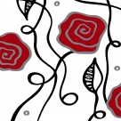 喜庆红色花朵三联画图片