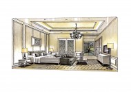 梁志天福州项目室内手绘图片