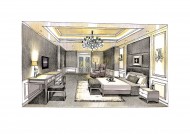 梁志天福州项目室内手绘图片