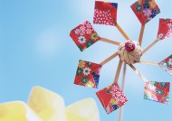 夏日清新背景素材啤酒西瓜风车向日葵图片