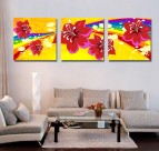 粉色花朵三联画图片