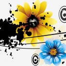 蓝色花朵三联挂画图片