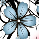 蓝色花朵三联挂画图片