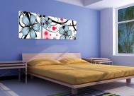 蓝色花朵三联挂画图片