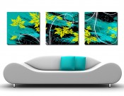 蓝色花朵三联挂画图片