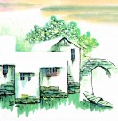江南水乡冬天水墨图片