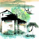 江南水乡冬天水墨图片