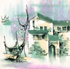 江南水乡冬天水墨图片