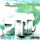 江南水乡冬天水墨图片