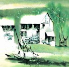 江南水乡冬天水墨图片