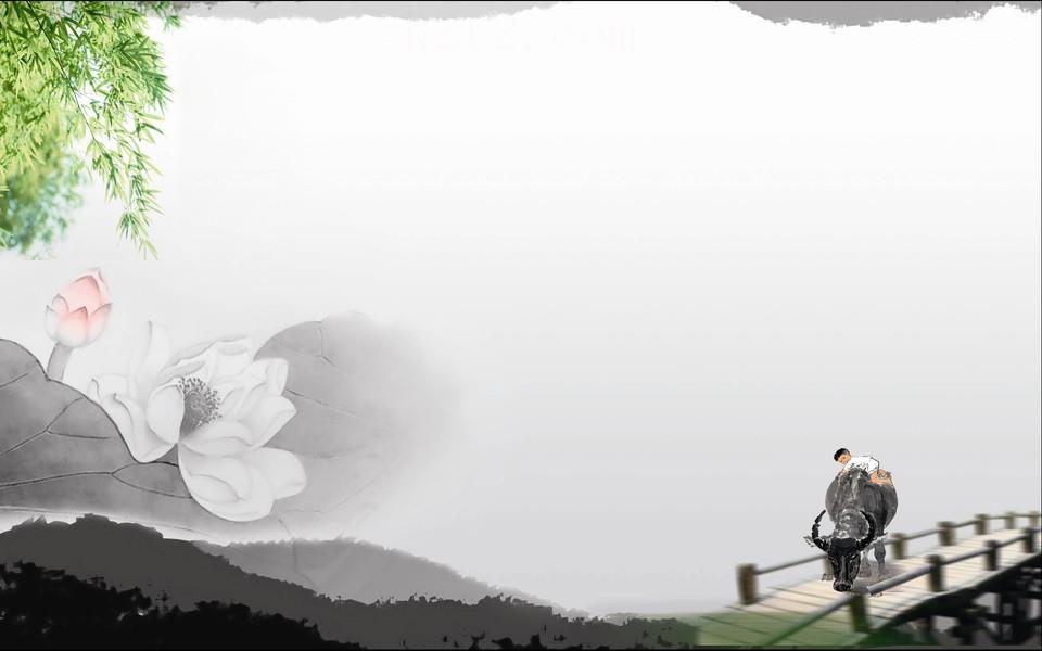 荷花国画桌面壁纸