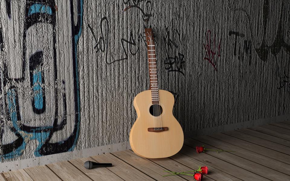 帅气的吉他静物摄影图片