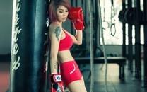 运动美女健身美照好身材遮不住