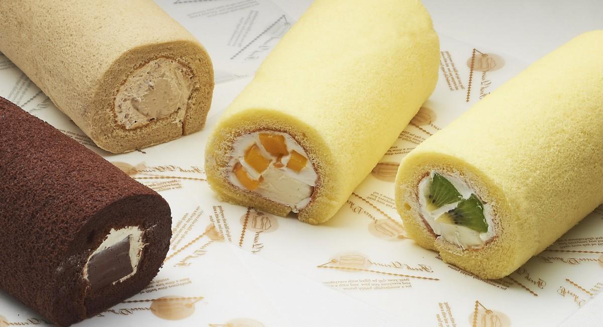 美味的瑞士卷糕点图片