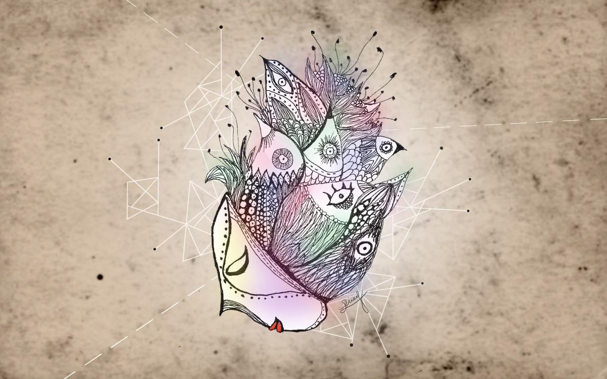 手绘人脸面具图片