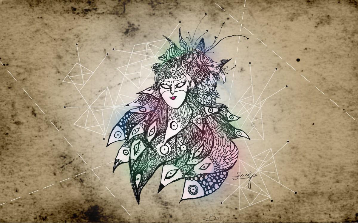 手绘人脸面具图片