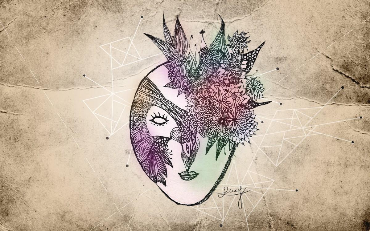 手绘人脸面具图片