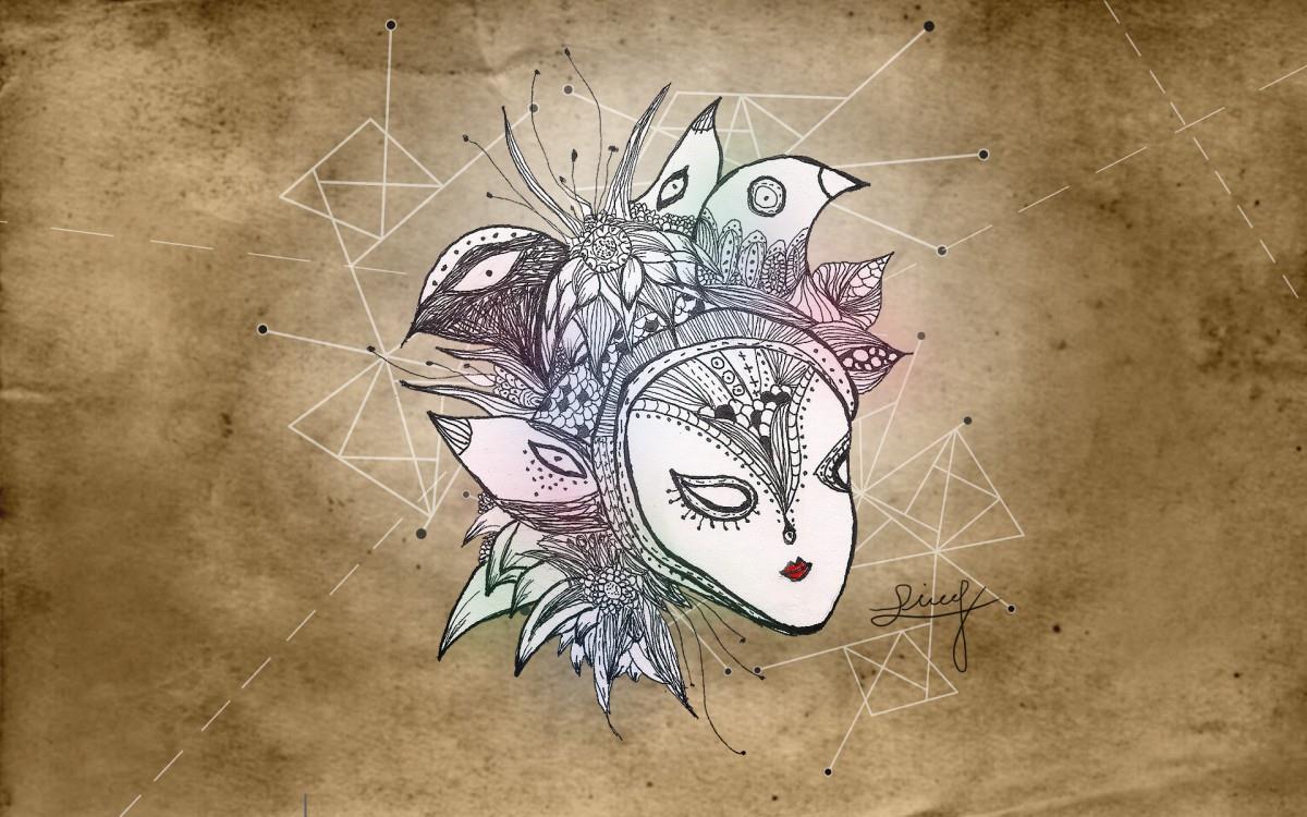 手绘人脸面具图片
