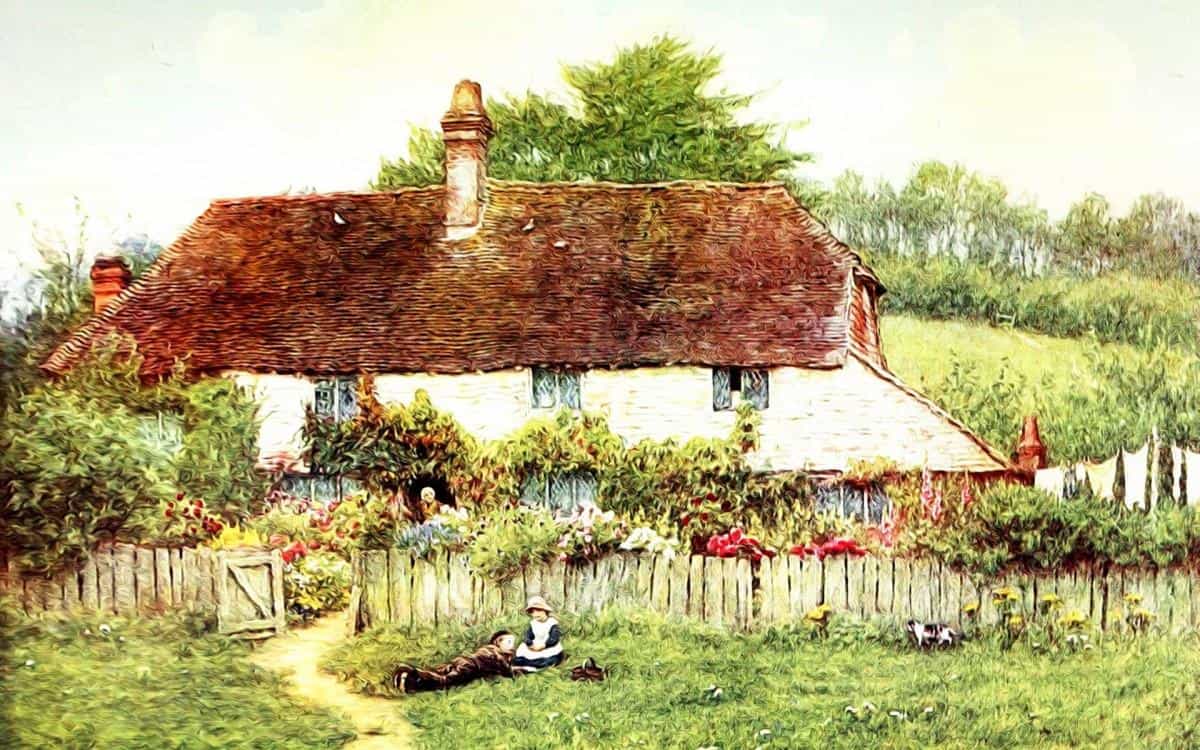 乡村风景水彩画图片