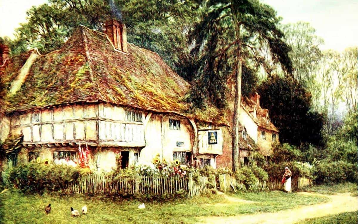 乡村风景水彩画图片