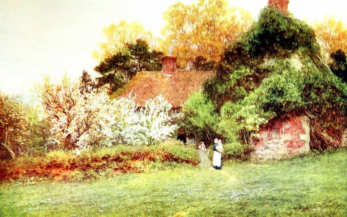 乡村风景水彩画图片