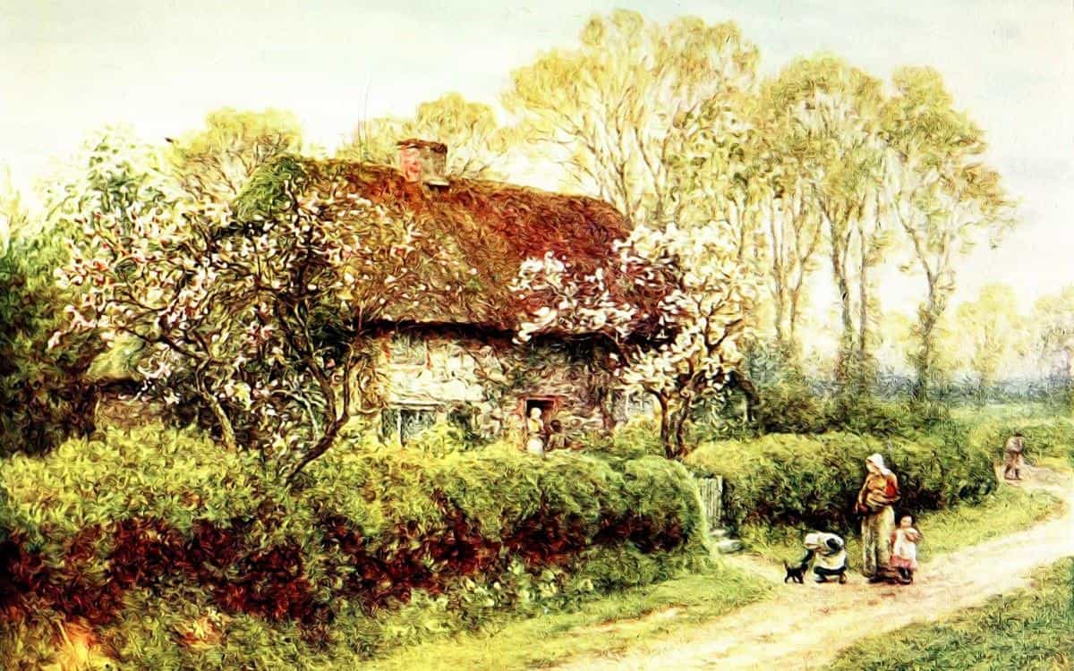 乡村风景水彩画图片