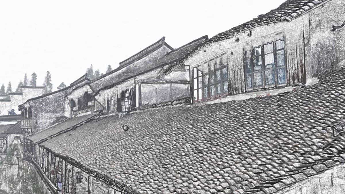 手绘乌镇彩笔画图片