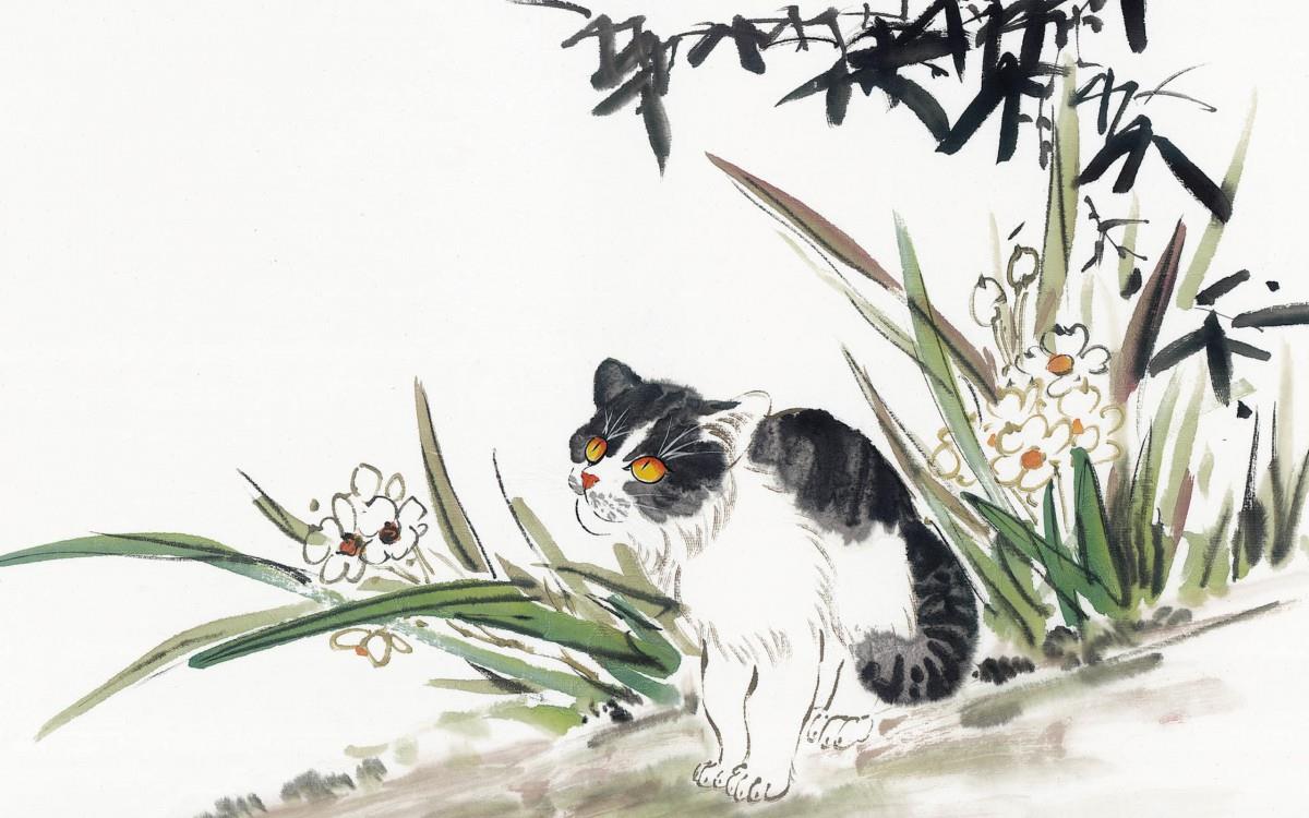 国画猫咪图片