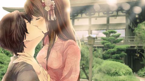 动漫情侣亲吻图片