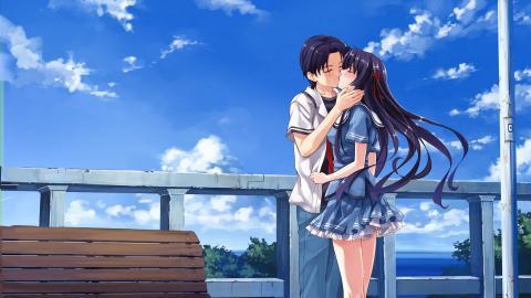 动漫情侣亲吻图片