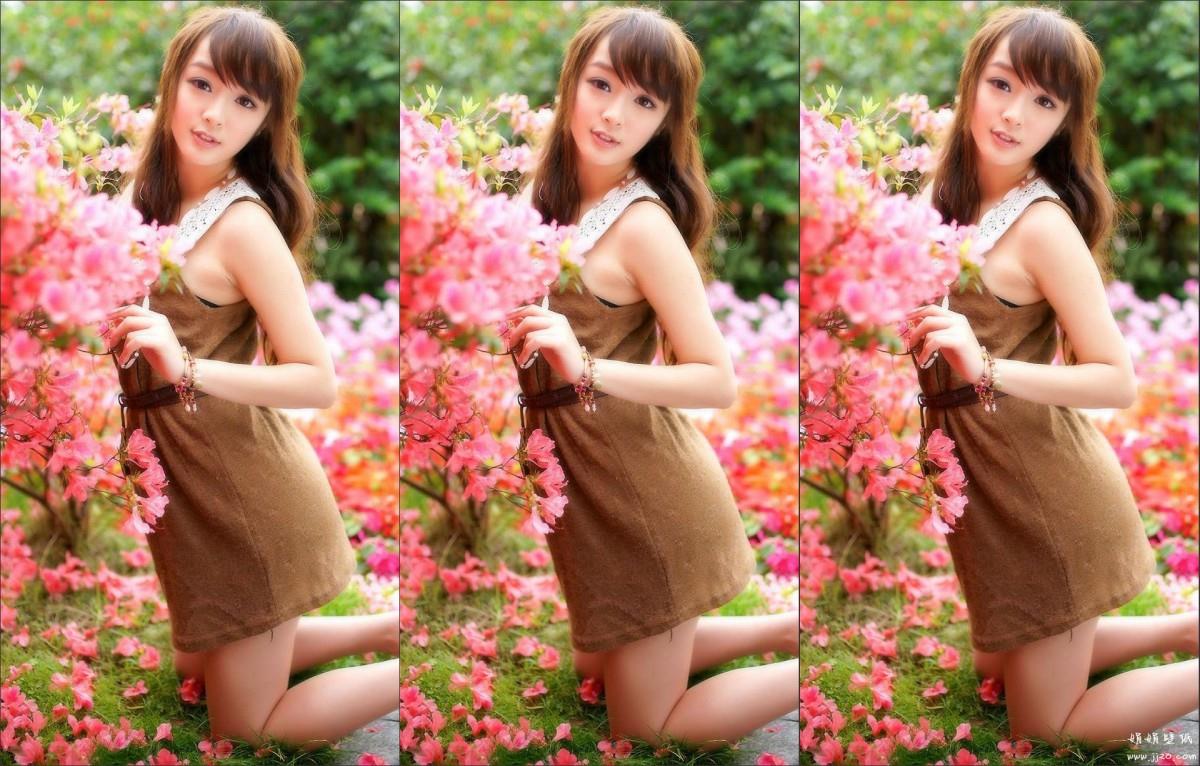 花海中的妩媚清纯女孩黄诗思图片