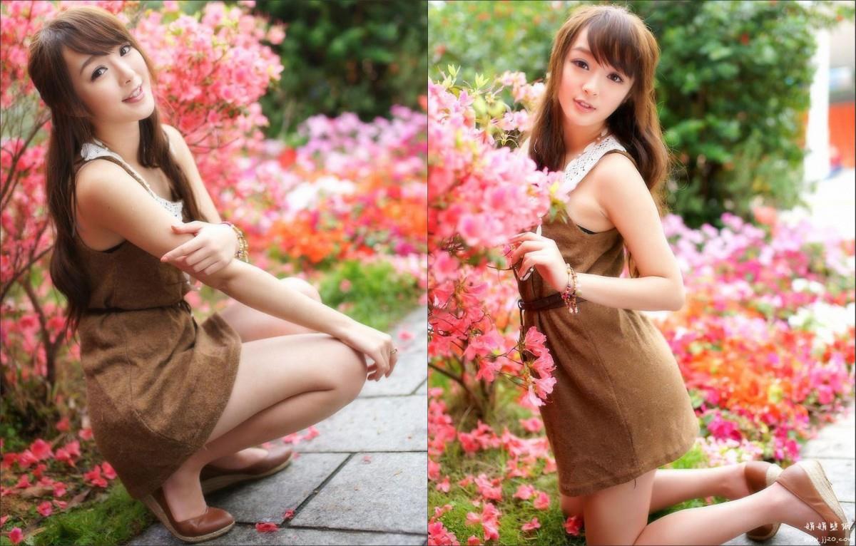 花海中的妩媚清纯女孩黄诗思图片