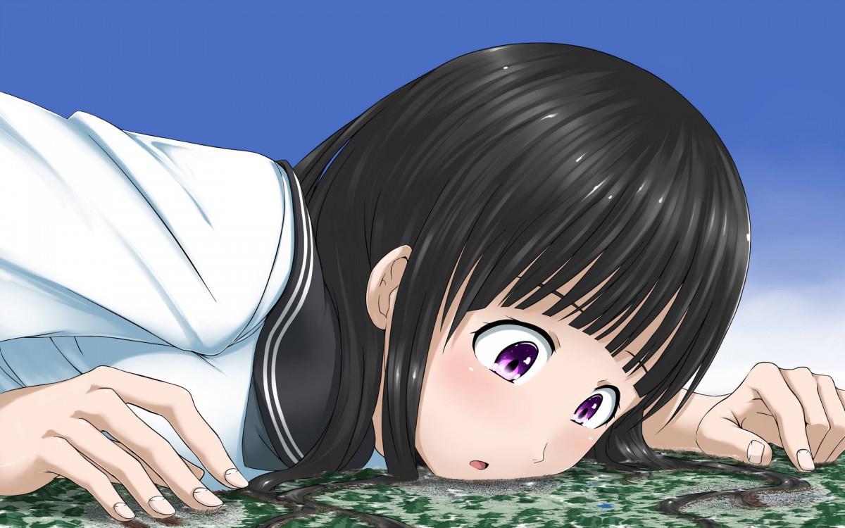 黑长直动漫少女图片