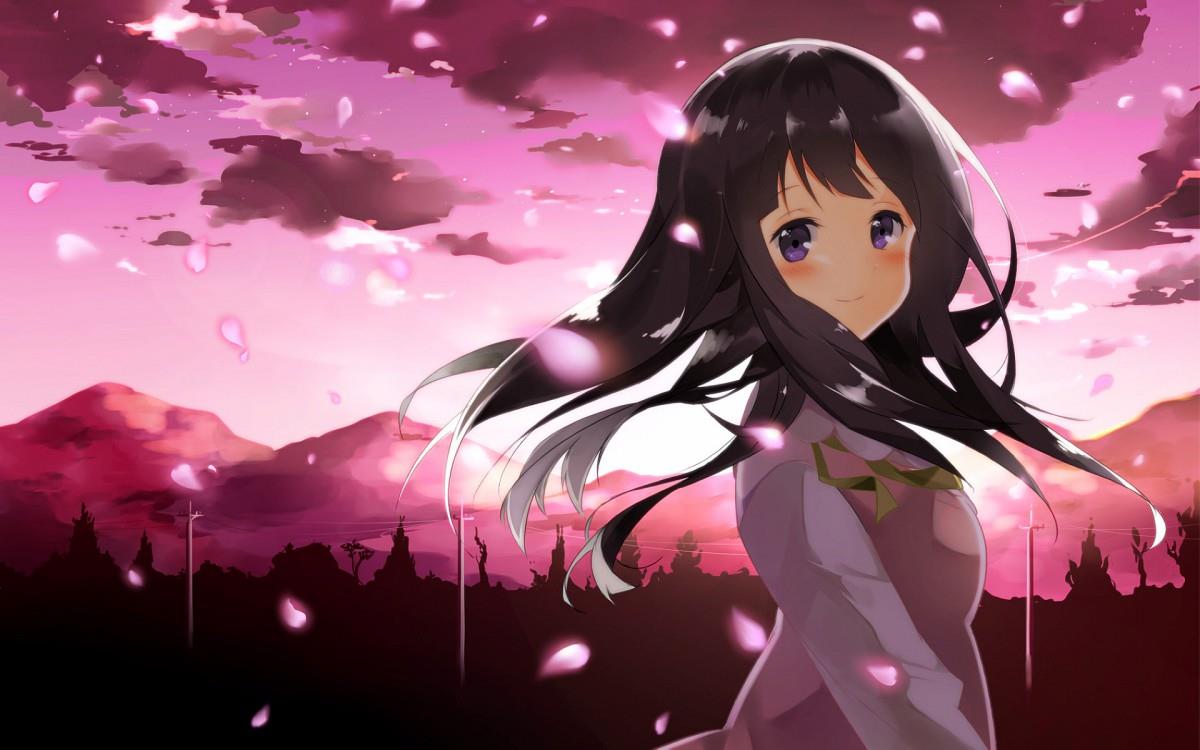 黑长直动漫少女图片