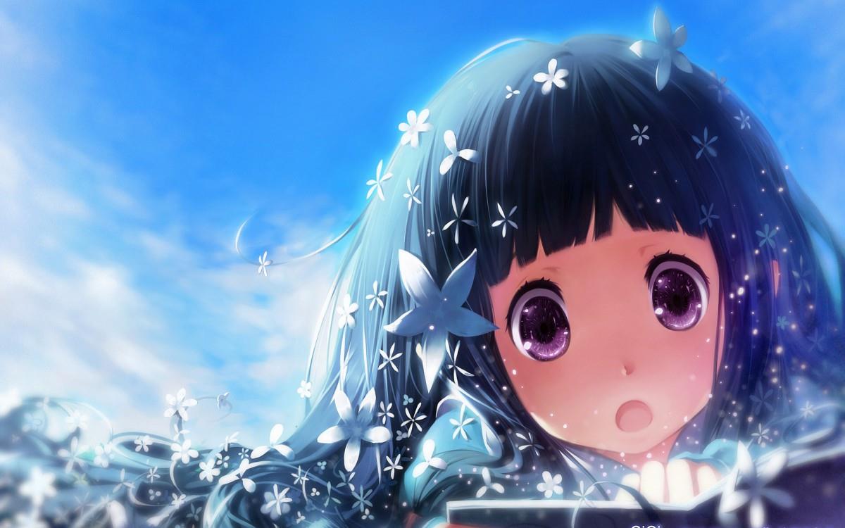 黑长直动漫少女图片