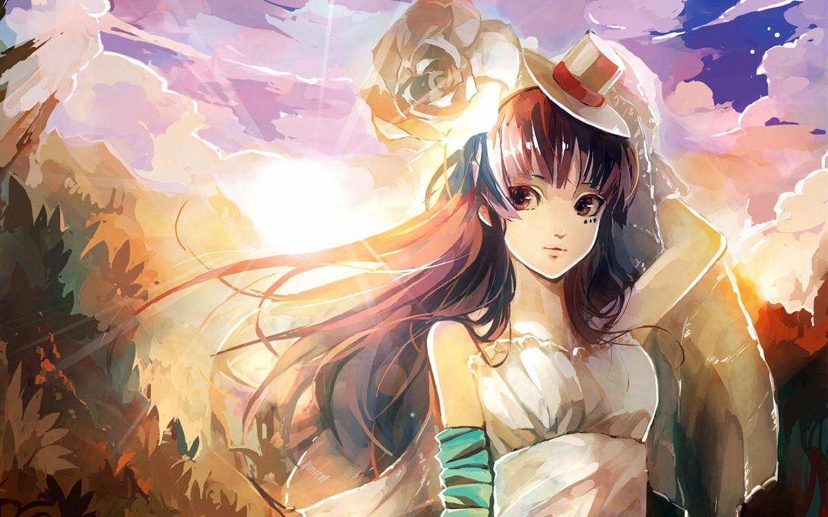 黑长直动漫少女图片