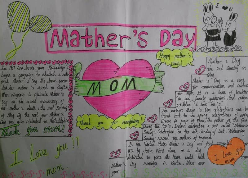 母亲节英文手抄报图片 14张母亲节手抄报