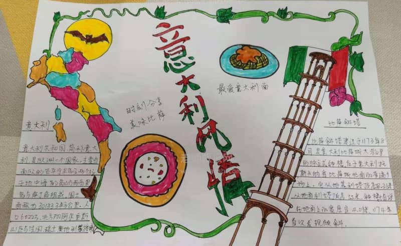 意大利比萨斜塔手抄报图片 16张小学生手抄报
