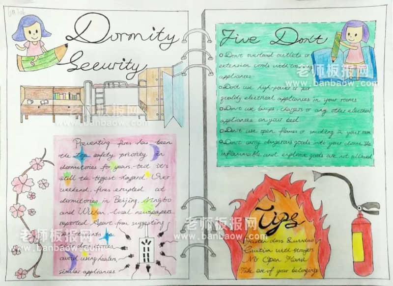 大学漂亮的英文寝室安全手抄报图片 10张英语手抄报