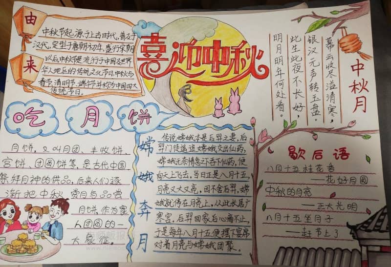 喜迎中秋手抄报高清图片 11张中秋节手抄报