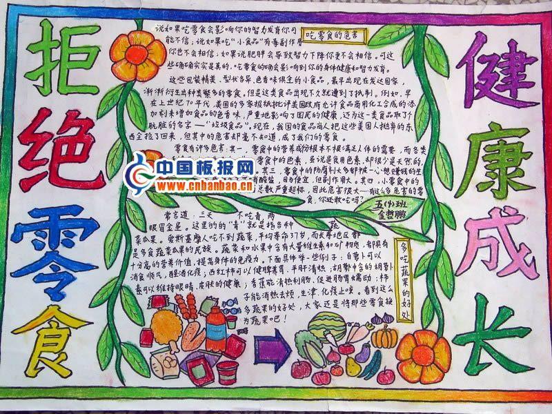 拒绝零食健康成长手抄报 10张健康手抄报
