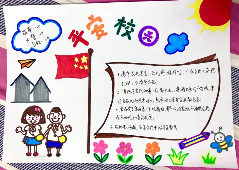 平安校园手抄报图片 11张安全手抄报