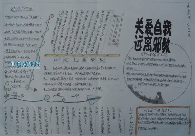 关爱自我远离邪教手抄报图片 12张科学科技手抄报